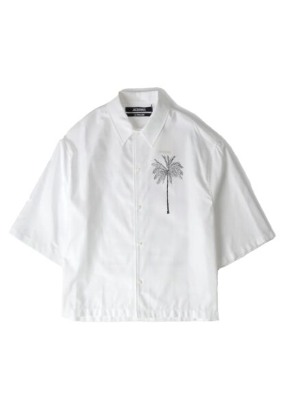 JACQUEMUS - LA CHEMISE ALOE - PALM TREE WHITE / BLACK