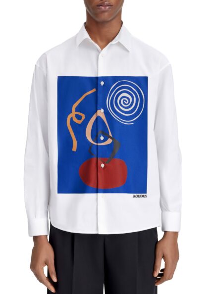 JACQUEMUS - LA CHEMISE SIMON WHITE/NAVY ARTY PAINTING
