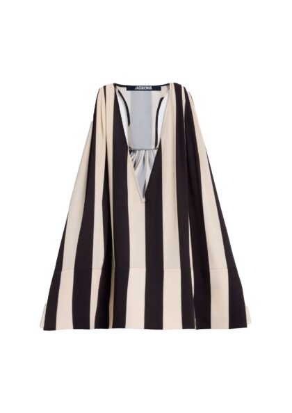 JACQUEMUS - LE HAUT NORMA PRINT SUNSHADE STRIPES BEIGE/BLACK